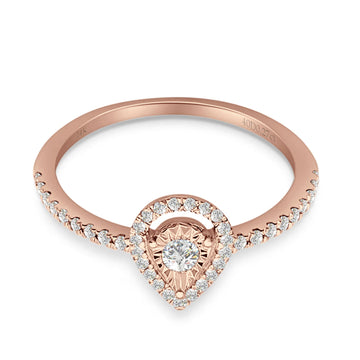 Pear Teardrop Halo Round Diamond Ring